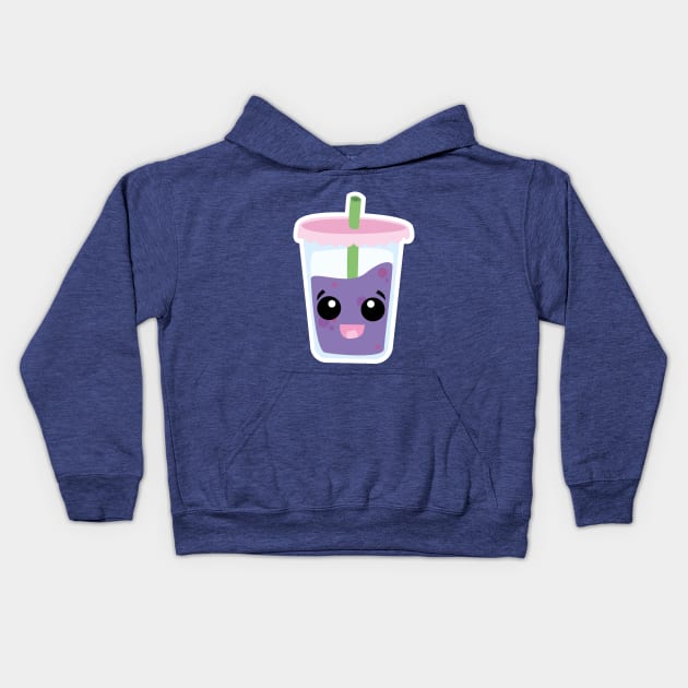 Cute Boba Bubble Tea Kids Hoodie by nuggetstump